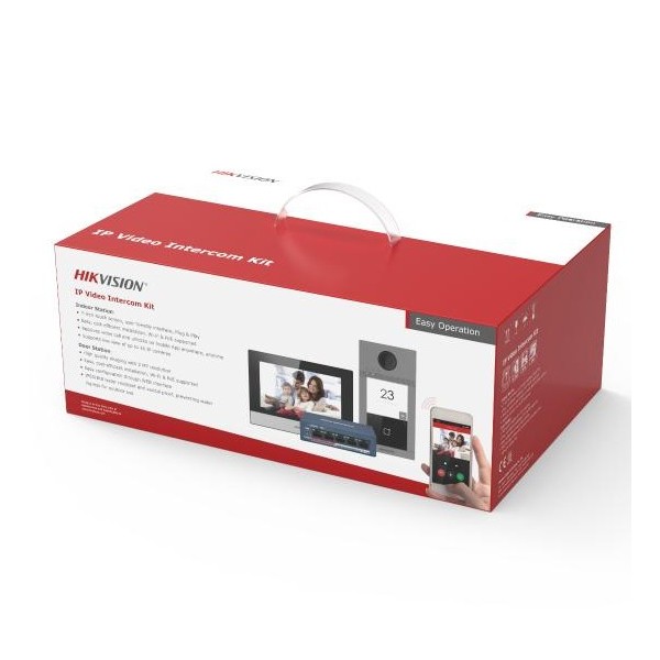 Comprar HIKVISION INTERCOM HIK-INTERCOM-186 Kit de videoportero IP residencial Placa exterior Monitor switch PoE  4 puertos Micr