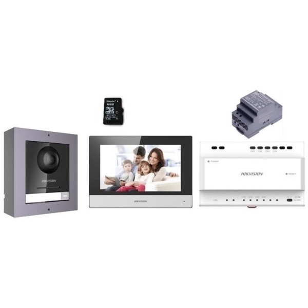 Comprar HIKVISION INTERCOM HIK-INTERCOM-23 Kit videoportero 2 hilos Placa exterior + Monitor interior + alimentador + distribuid