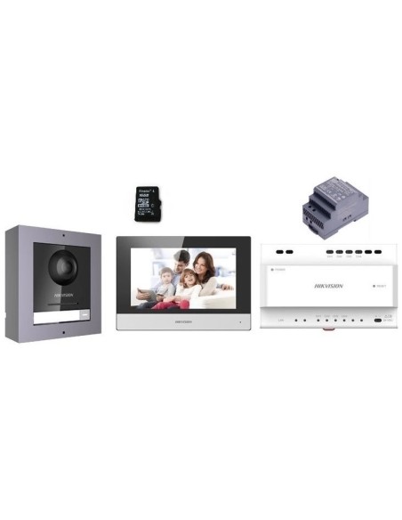 Comprar HIKVISION INTERCOM HIK-INTERCOM-23 Kit videoportero 2 hilos Placa exterior + Monitor interior + alimentador + distribuid