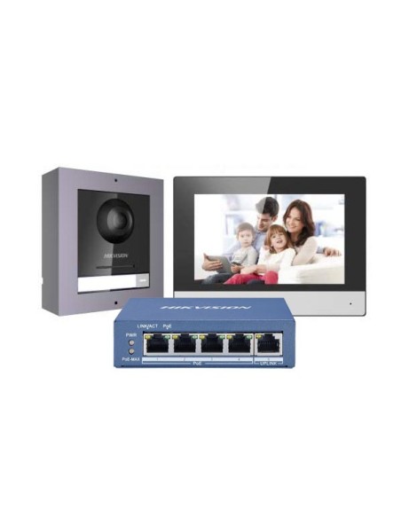 Hikvision Intercom Hik-Intercom-Intercom-26 DS-KIS602 (b) Video Player Kit IP Interior Estação + Estação de Porta + Interruptor 