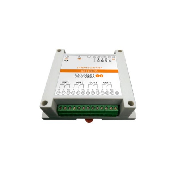 VideoLoNic Videologic 10 VLA-IO4-4 IP Relé Módulo VideoLologic 4 Entradas digitais + 4 Saídas de relé. Inclui alimentador de 5V