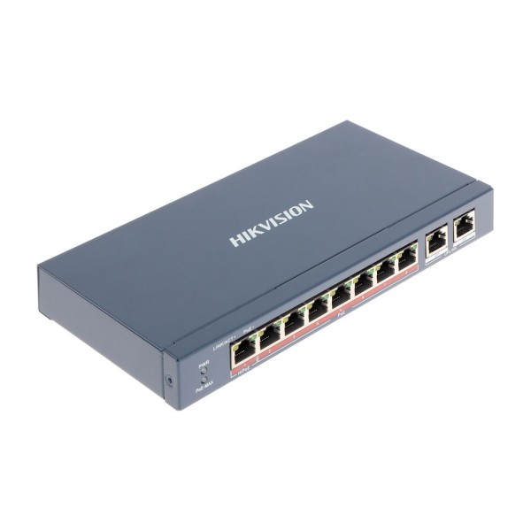 Transmissão de Hikvision e exibição HIK-T & D-62 DS-3E0310HP-E Switch Poe 100Mbps 8 Portas 7P Poe 300m + 1P Hi-Poe 2P RJ45 Gigab