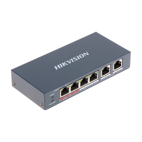 Transmissão de Hikvision e exibição HIK-T & D-51 DS-3E0106HP-E Switch PoE 4 portas 100Mbps Hikvision