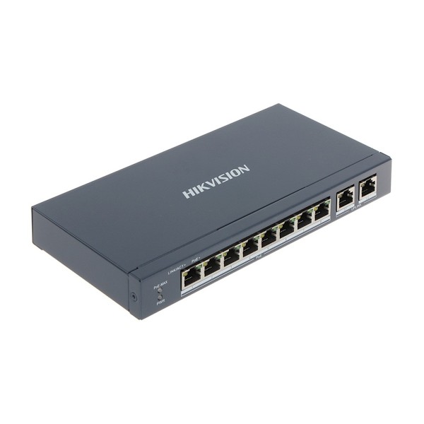 Transmissão de Hikvision e exibição HIK-T & D-52 DS-3E0310P-E / M Switch Poe 8 Portas 100Mbps 2P Gigabit RJ45 Não-gerenciado Hik