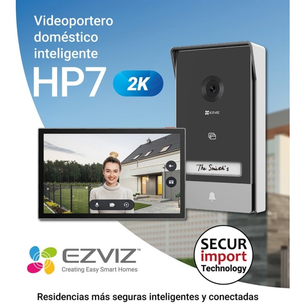 Ezviz Ezviz-52 CS-HP7-R100-1W2TFC Inteligente Doméstico Video Player WiFi (Monitor) 2 Fio Câmera Exterior 2 em 1. Resolução 2