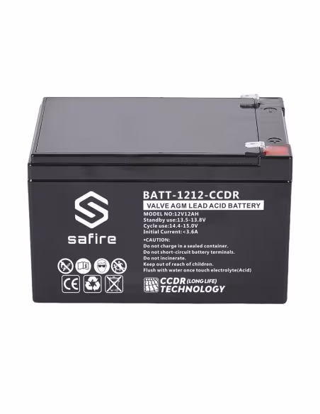 Comprar SAFIRE BATT-1212-CCDR Batería recargable - Tecnología plomo ácido AGM - CCDR - Tensión 12V - Capacidad 12Ah - 100 x 99 x