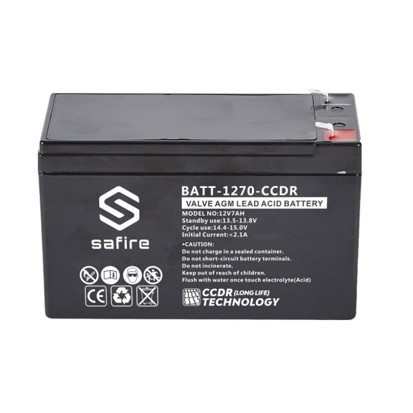 Comprar SAFIRE BATT-1270-CCDR Batería recargable - Tecnología plomo ácido AGM - CCDR - Tensión 12V - Capacidad 7.0Ah - 100 x 65 
