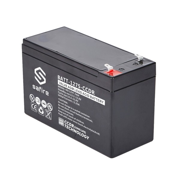 Acheter SAFIRE BATT-1275-CCDR Batterie rechargeable - Technologie plomb-acide AGM - CCDR - Tension 12V - Capacité 7,5Ah - 100 x 