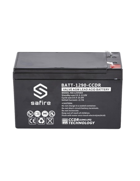 Comprar SAFIRE BATT-1290-CCDR Batería recargable - Tecnología plomo ácido AGM - CCDR - Tensión 12V - Capacidad 9Ah - 100 x 65 x 