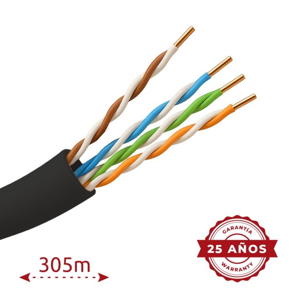 Comprar UNIVIEW UV-UTP5E-305-BC-OUTDOOR Cable UTP - Categoría 5E - Rollo de 305 metros - Conductor OFC, pureza 99.9% cobre - Diá