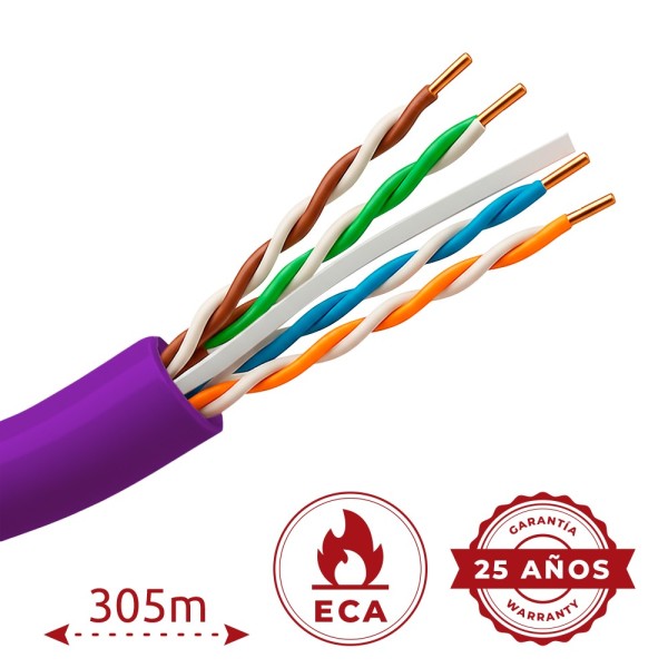 Comprar UNIVIEW UV-UTP6-305-BC-PVC-ECA-PU Cable UTP Uniview PVC - Categoría 6 - Cumple con 90m Fluke test - Conductor OFC, purez