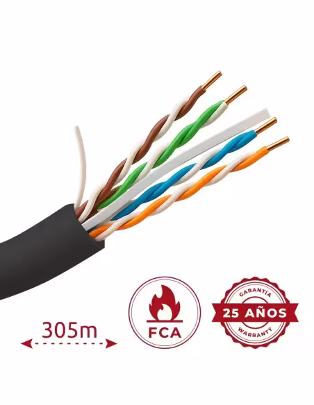 Comprar UNIVIEW UV-UTP6-305-OUTDOOR Cable UTP rigido Uniview - Categoría 6 - Cumple con 90m Fluke test - Conductor CCA 23AWG - R
