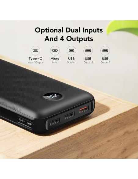 Acheter VEGER VG-W2081 VEGER batterie externe avec écran LCD - Capacité 20000 mAh - Entrées 2x USB-C - Sorties 2x USB-C et 1x US
