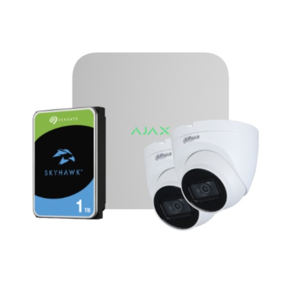 Kaufen OEM KIT-VIDEOADVANCE-5 Ajax-Dahua-Videoüberwachungsset bestehend aus: 1 NVR 8-Kanal Ajax + 2 Dahua Dome-Kameras 2 MP 2.8m