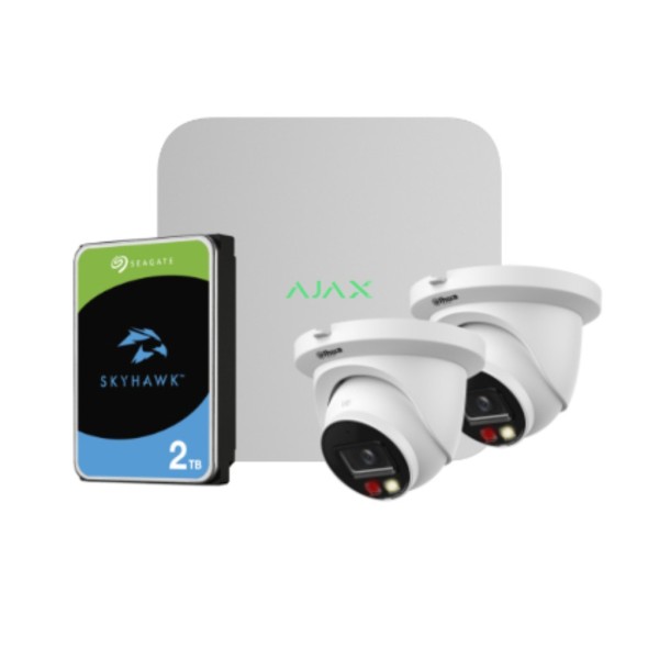 Acheter OEM KIT-VIDEOADVANCE-6 Kit de vidéosurveillance Ajax-Dahua composé de : 1 NVR Ajax 8 canaux + 2 caméras dôme Dahua 4 MP 