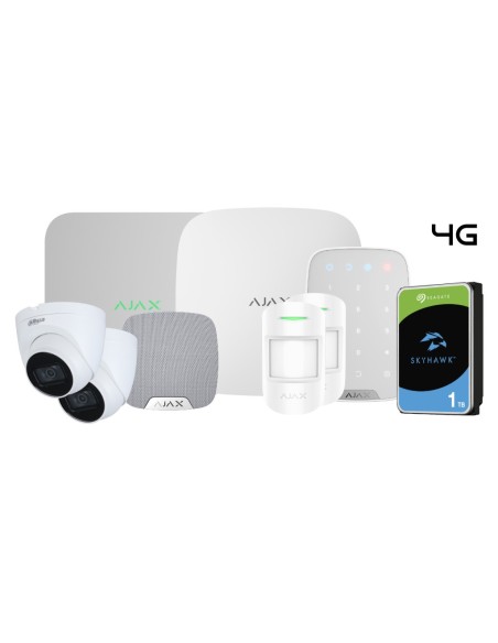 Acheter OEM KIT-SECURITYADVANCE-4 Kit Ajax-Dahua composé de : 1 Hub 2 4G + 1 clavier + 2 MotionProtect + 1 HomeSiren + 1 NVR 8c