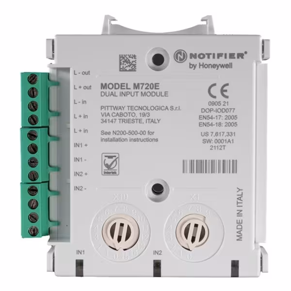 Comprar NOTIFIER M720E Módulo monitor direccionable con 2 entradas supervisadas. Protocolos CLIP y OPAL