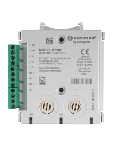 Acquistare NOTIFIER M720E Modulo monitor indirizzabile con 2 ingressi supervisionati. Protocolli CLIP e OPAL