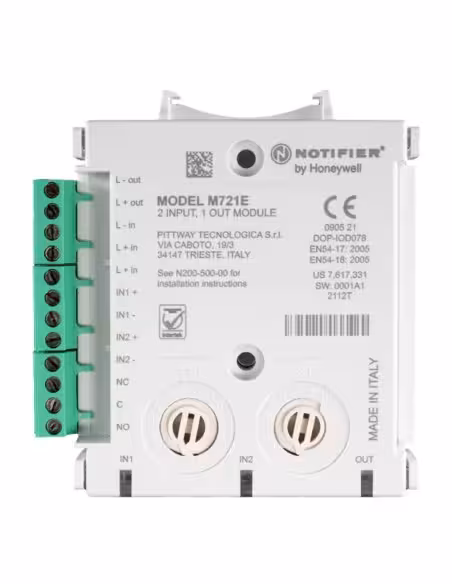 Acquistare NOTIFIER M721E Modulo monitor e di controllo indirizzabile con 2 ingressi supervisionati e 1 uscita a relè