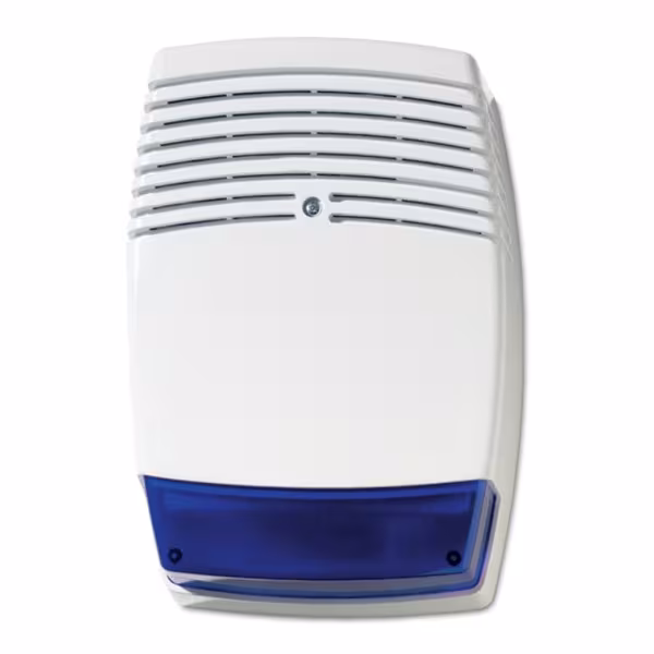 Comprar ARITECH AS619 Sirena de exterior autoalimentada con protección metálica interna. Color blanco con lente azul. Grado 3