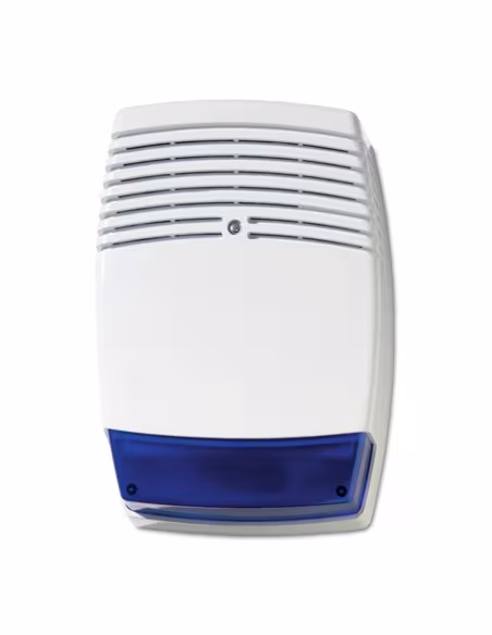 Comprar ARITECH AS619 Sirena de exterior autoalimentada con protección metálica interna. Color blanco con lente azul. Grado 3