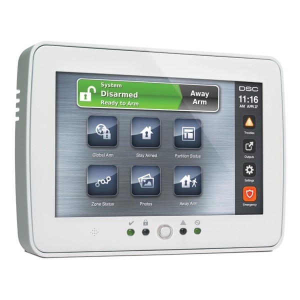Acquistare DSC PTK5507 Tastiera con schermo touch da 7" 800x480. LED indicatori. Slot per scheda.