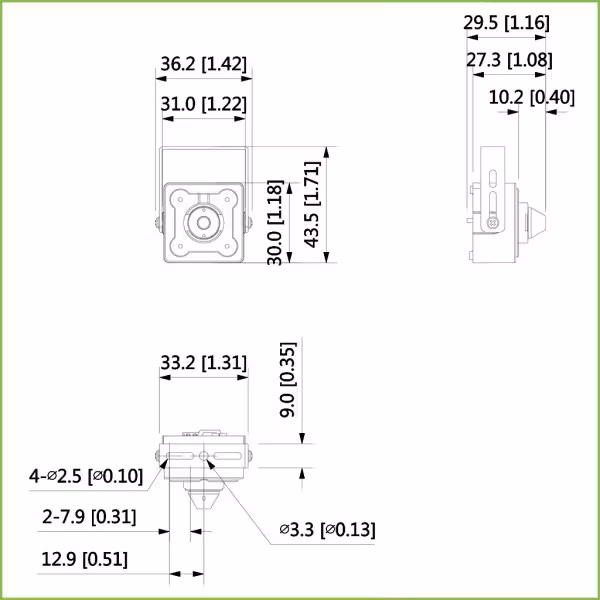 Acheter DAHUA HAC-HUM3201B-P mini-caméra pinhole HDCVI 2 Mpx 1080P jour/nuit WDR 120 dB Starlight 2.8mm AUDIO