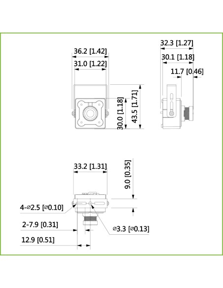 Acheter DAHUA HAC-HUM3201B-B mini-caméra HDCVI 2M 1080P DN WDR 120 dB Starlight 2.8mm AUDIO