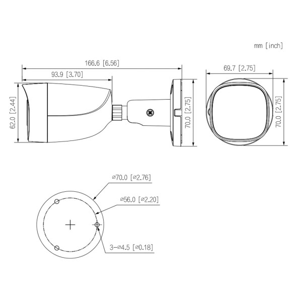 Acheter DAHUA HAC-HFW1200CM-IL-A-0360B-S6 Caméra tubulaire HDCVI 4 en 1 2 Mpx dWDR Éclairage double LED 20 m / IR 20 m 3.6mm IP6