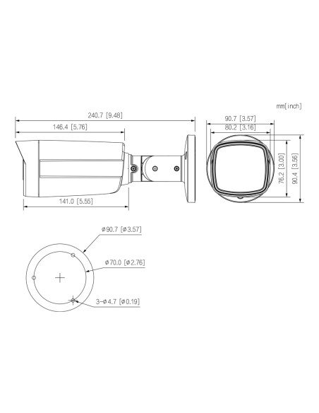 Acheter DAHUA HAC-ME1239TH-A-PV-0280B Caméra tubulaire HDCVI TiOC 4EN1 2M 1080P WDR Éclairage double LED40m/IR40m 2.8mm IP67 AUD