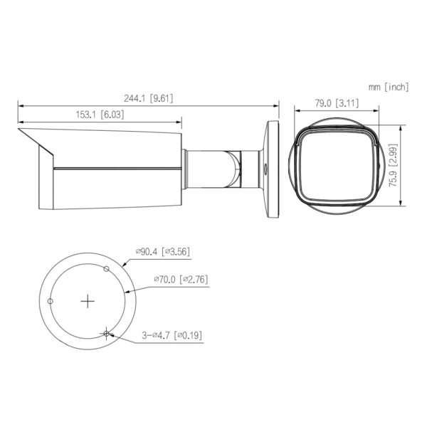 Acheter DAHUA HAC-HFW2501TU-A-0360B-S2 Caméra tubulaire HDCVI 4EN1 5M WDR Starlight IR 80 m 3.6mm IP67 AUDIO MIC