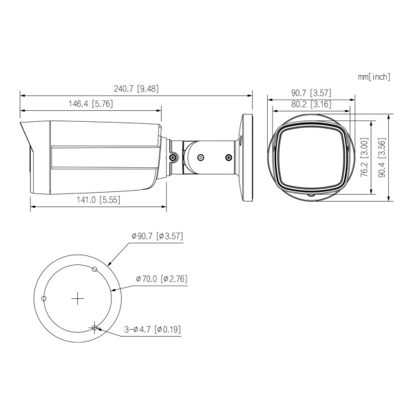 Acheter DAHUA HAC-ME1800TH-PV-0360B Caméra tubulaire HDCVI 4-en-1 4K dWDR IR 80 m 3.6mm Dissuasion active IP67