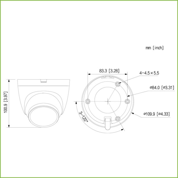 Acheter DAHUA HAC-HDW1231TQ-A-0280B Mini-dôme HDCVI 4EN1 2M 1080P WDR Starlight IR40m 2.8mm IP67 MIC Installation rapide