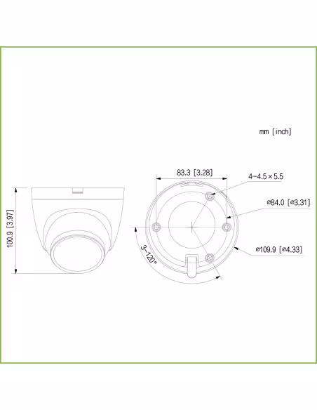 Comprar DAHUA HAC-HDW1231TQ-A-0280B MiniDomo HDCVI 4EN1 2M 1080P WDR Starlight IR40m 2.8mm IP67 MIC Quick-to-install