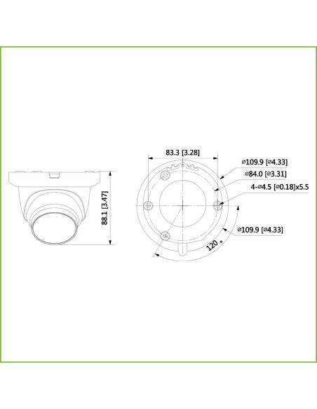 Acheter DAHUA HAC-HDW1231TLMQ-0280B-B MiniDôme HDCVI 4EN1 2M 1080P WDR Starlight IR30m 2.8mm IP67 Rapide à installer. Couleur no