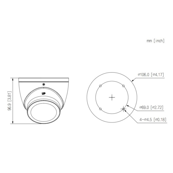 Comprar DAHUA HAC-HDW1509T-LED-0360B-S3 MiniDomo HDCVI 4EN1 5M FULL COLOR WDR Starlight+ LED40m 3.6mm IP67