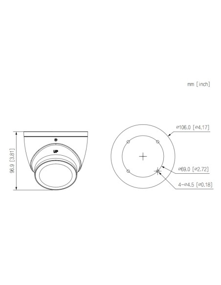 Comprar DAHUA HAC-HDW1509T-LED-0360B-S3 MiniDomo HDCVI 4EN1 5M FULL COLOR WDR Starlight+ LED40m 3.6mm IP67