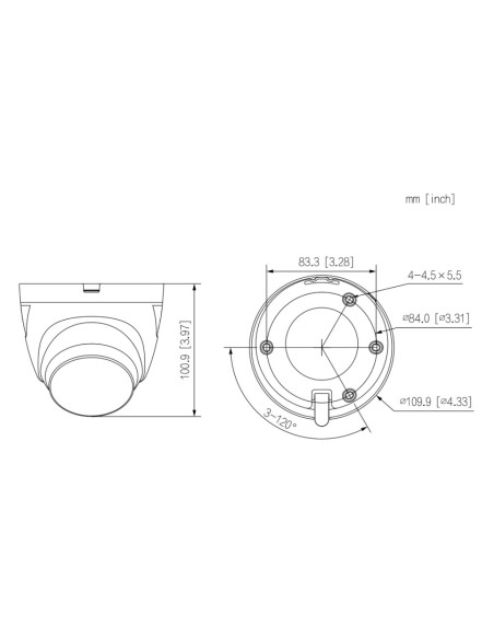 Acheter DAHUA HAC-ME1800TQ-PV-0280B Dôme HDCVI 4-en-1 4K dWDR IR 60 m 2.8mm IP67 Dissuasion active Installation rapide