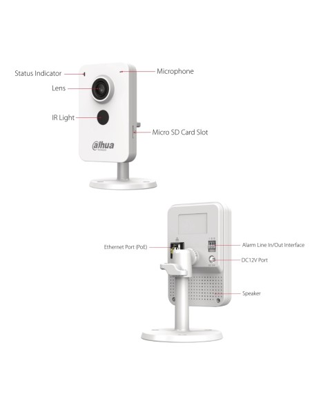 Comprar DAHUA IPC-K1230K-STW C2K-P - Cubo IP H265 2MP DN IR30m 2.8mm SD 12V E/S MIC/Altavoz PoE WiFi