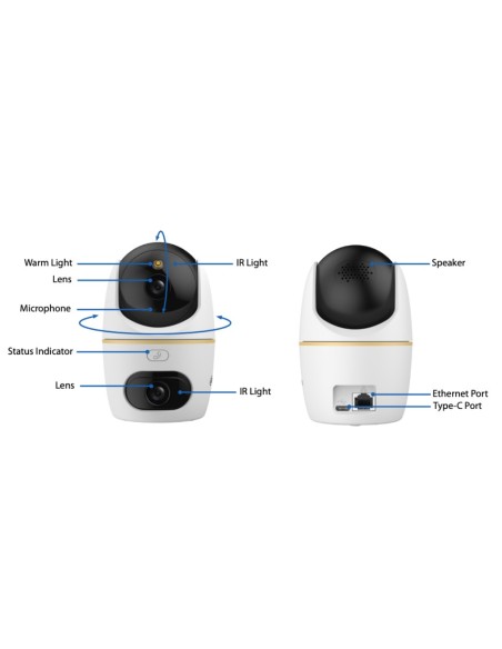 Acquistare DAHUA IPC-HPT1539DD-STW-5E2 Cubo PT IP DUAL-LENS H265 5M+5M DN LED30m/IR30m 3.6mm SD 5V MIC/Altoparlante WiFi
