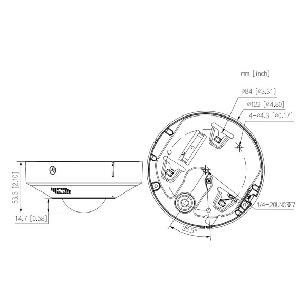 Acheter DAHUA IPC-EBW5641-AS FishEye H265 6M DN WDR IR15m 1.68mm Audio SD IP67 IK10 PoE MIC/Haut-parleur E/S IA