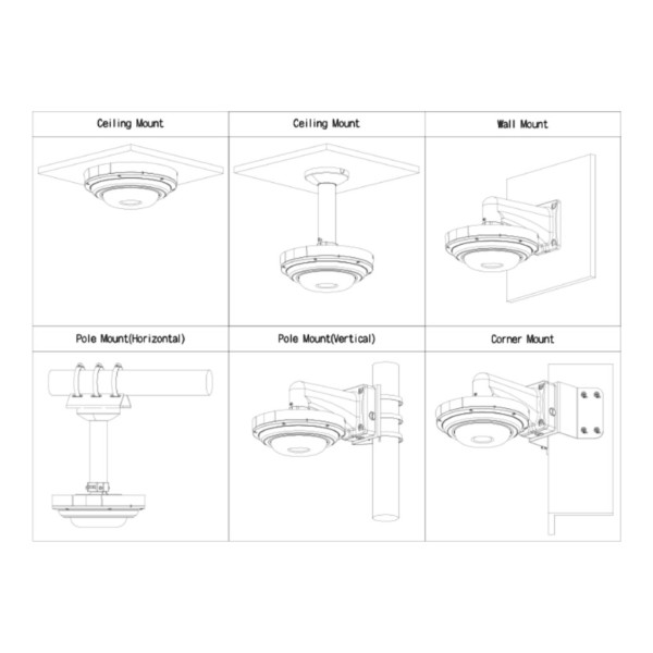 Acheter DAHUA IPC-PDBW82041-B360-S2 Caméra IP H265 multis capteurs 4x5MP IR 4 directions 30 m 360º IP67 IK10 PoE+ AUDIO E/S