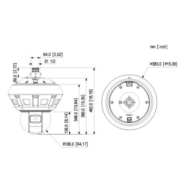 Acquistare DAHUA PSDW83242M-A360-D845L-S3 panoramica 360º 32M multisensore (8x4M) + dome PTZ IP 8M H265 IR500m IP66 DC36V AUDIO 