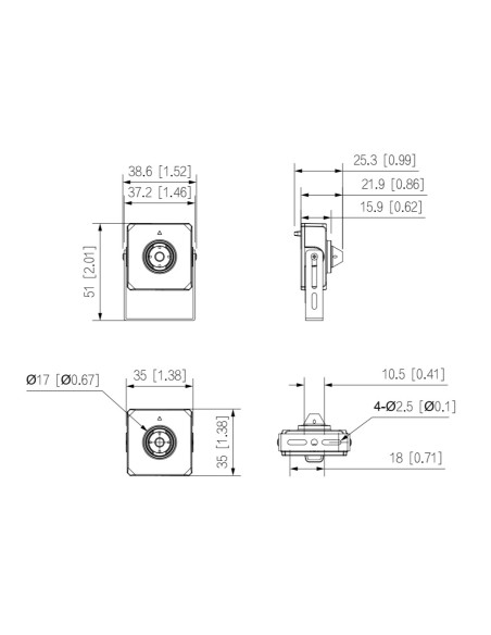Comprar DAHUA IPC-HUM8241E-E1-L4 Minicámara IP H265 Pinhole 2M WDR 2.8mm AUDIO E/S + Unidad principal AI