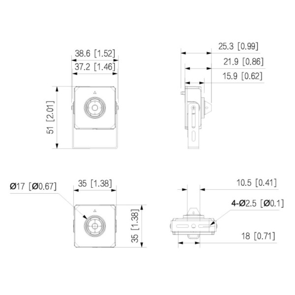 Acquistare DAHUA IPC-HUM8441E-E1-L4 Minicamera IP H265 Pinhole 4M WDR 2.8mm AUDIO I/O + Unità principale AI