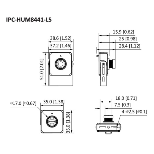 Acheter DAHUA IPC-HUM8441-E1-L5 mini-caméra IP H265 pinhole 4M jour/nuit WDR 2.8mm IVS audio E/S + unité principale IA