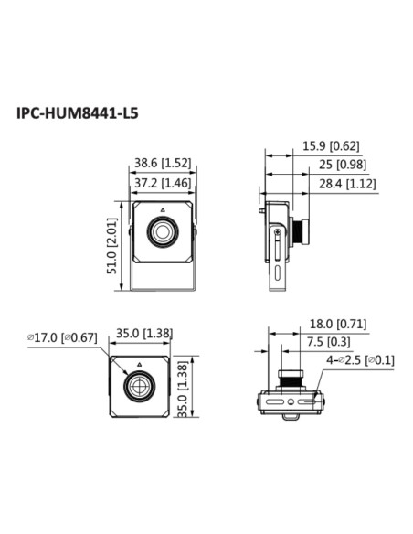 Acheter DAHUA IPC-HUM8441-E1-L5 mini-caméra IP H265 pinhole 4M jour/nuit WDR 2.8mm IVS audio E/S + unité principale IA