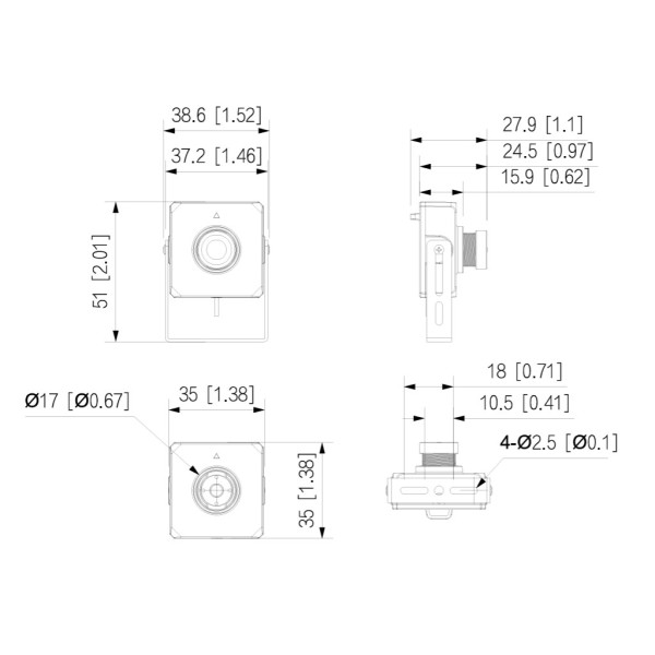 Comprar DAHUA IPC-HUM8441E-E1-L5 Minicámara IP H265 Pinhole 4M WDR 2.8mm AUDIO E/S + Unidad principal AI