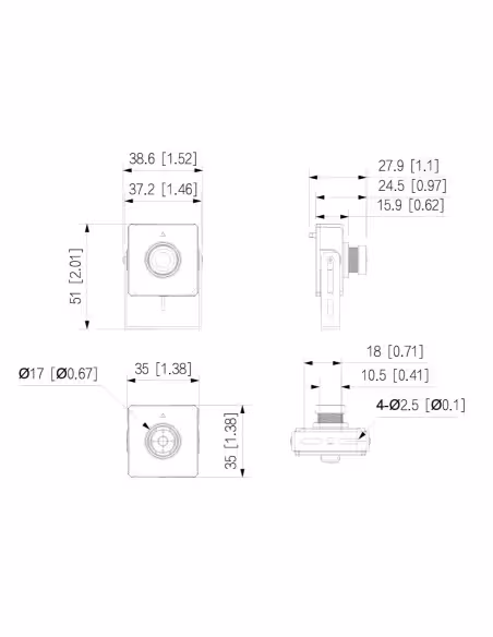 Acquistare DAHUA IPC-HUM8441E-E1-L5 Minicamera IP H265 Pinhole 4M WDR 2.8mm AUDIO I/O + Unità principale AI