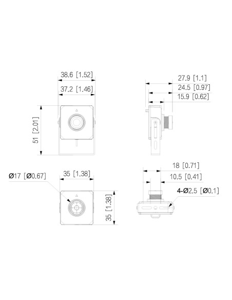 Comprar DAHUA IPC-HUM8441E-E1-L5 Minicámara IP H265 Pinhole 4M WDR 2.8mm AUDIO E/S + Unidad principal AI